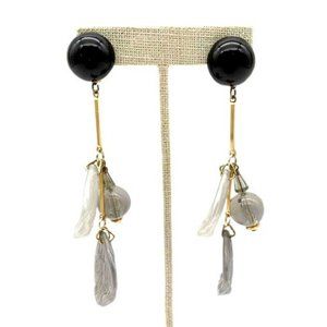 West Germany Clip On Dangle Earrings Lucite Art Glass Vintage